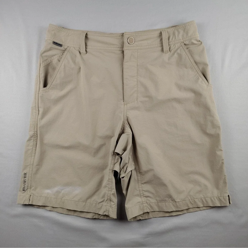 Ariat Heat Series Shorts Mens 32 Tan Performance Stretch Vented Golf Casual